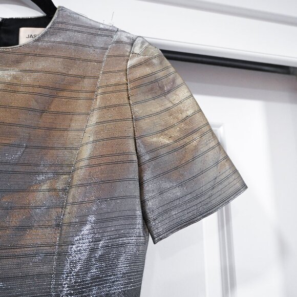 Jasmine Di Milo Size 6 Metallic Fit and Flare Mini Dress - Picture 5 of 12